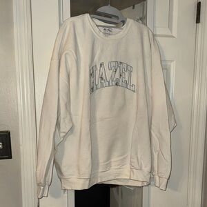 Hazel boutique blue embroidered oversized crewneck xxl